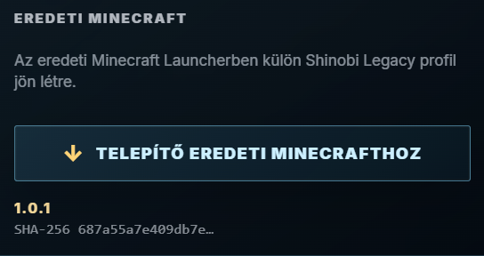 A Telepítő eredeti Minecrafthoz gomb